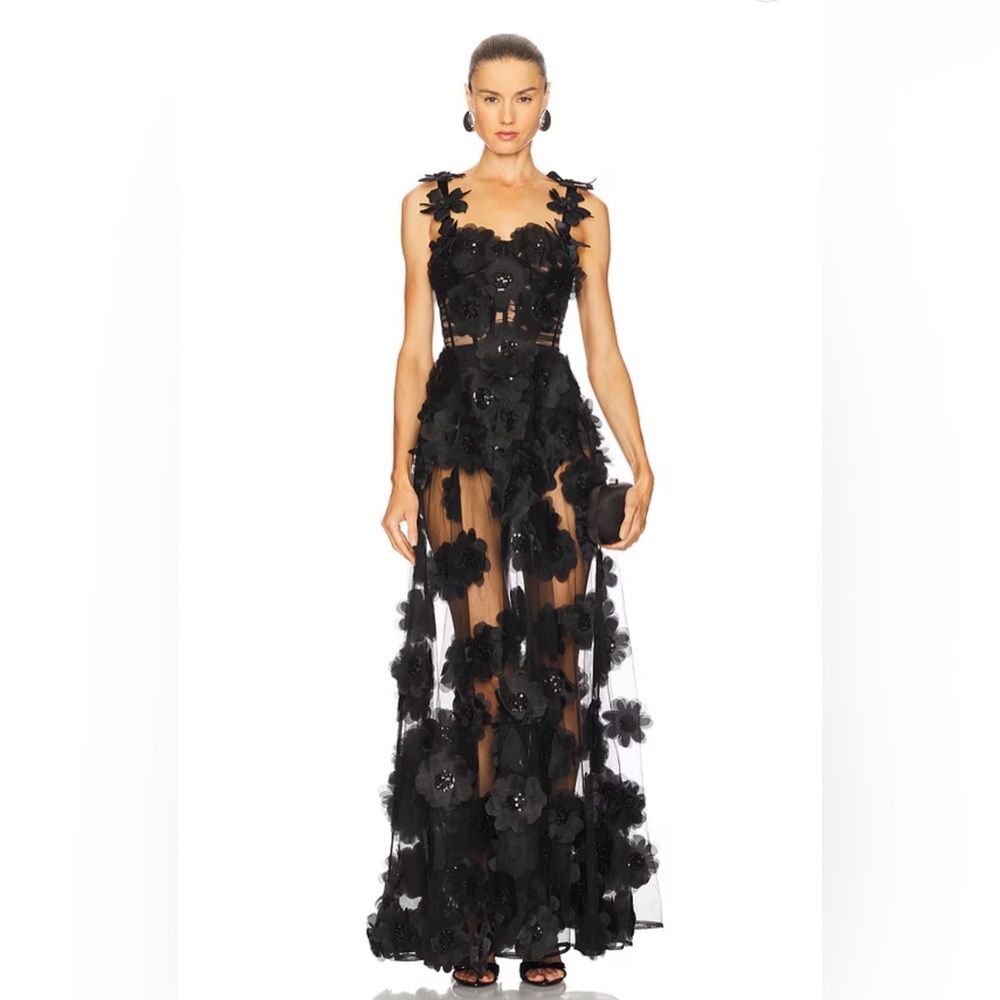 NWOT BRONX AND BANCO Rosalie Noir Gown in Black, evening maxi dress